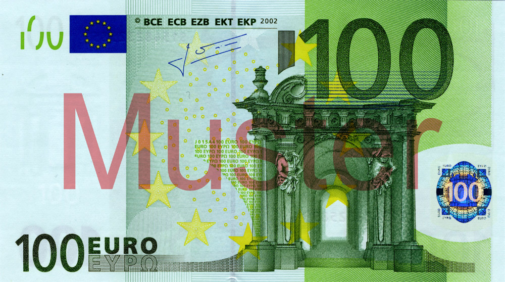 100-Euro-Banknote, 1. Serie - Vorderseite ©Bundesbank