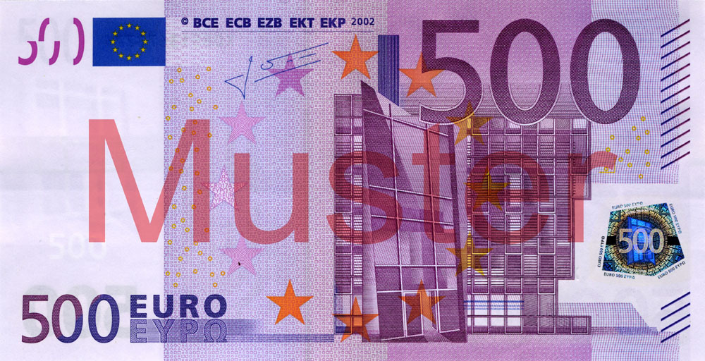 500-Euro-Banknote, 1. Serie - Vorderseite ©Bundesbank