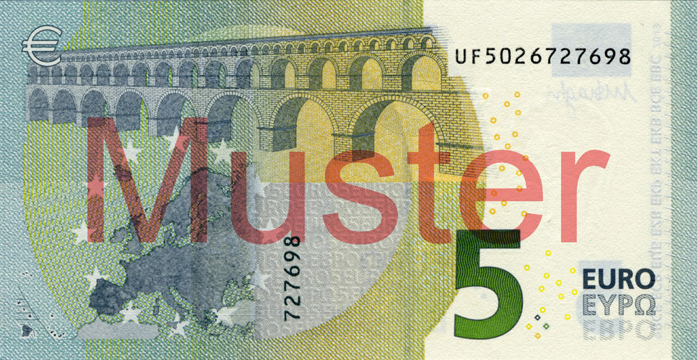 5-Euro-Banknote, Europa-Serie - Rückseite ©Bundesbank