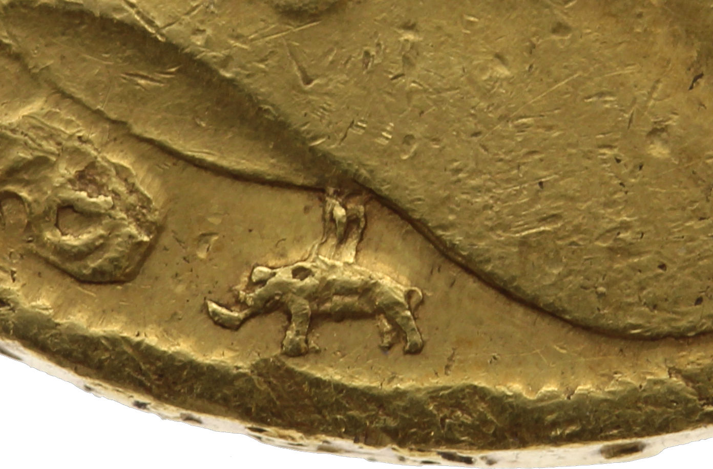 Die 5 Guineas von Maria und Wilhelm - Elefant, als Hinweis auf die Herkunft des Edelmetalls ©Bundesbank