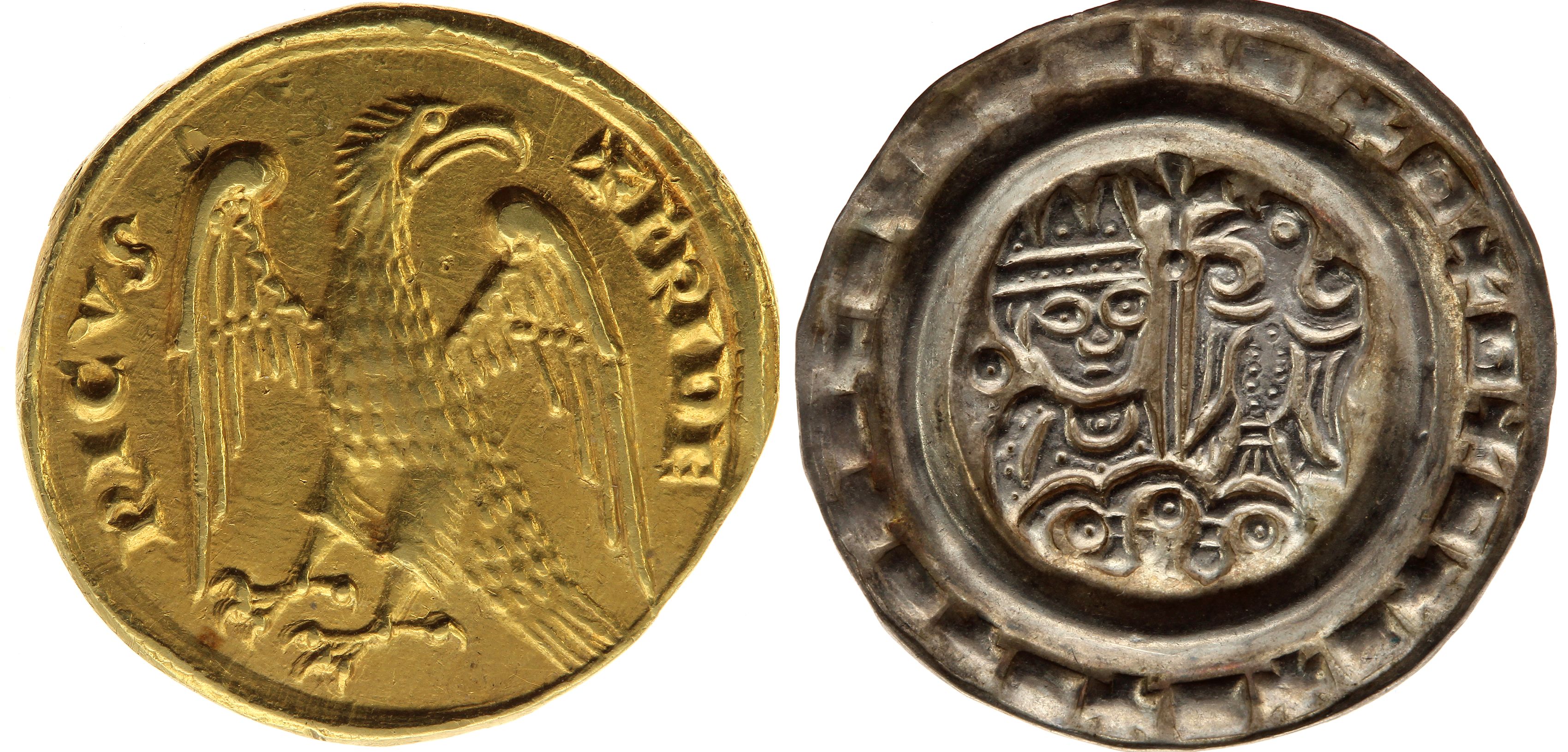 The augustalis of Hohenstaufen monarch Frederick II - An augustalis compared to a bracteate ©Bundesbank