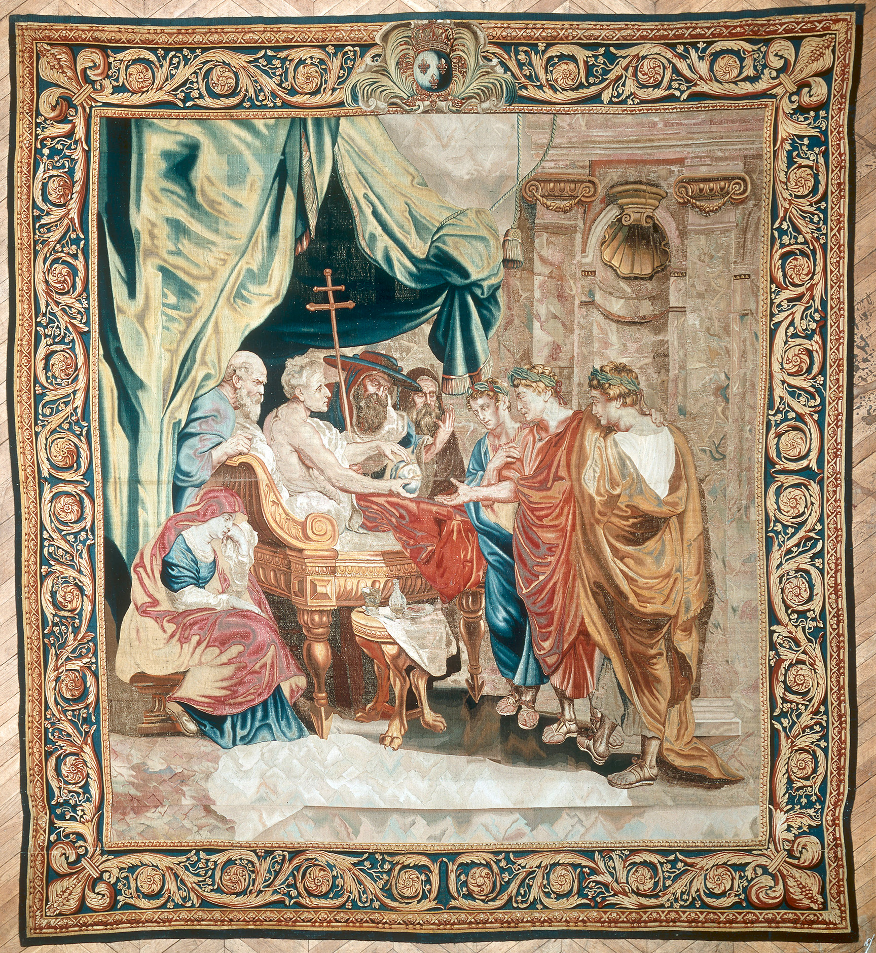 Constantin hands over his empire to his sons, Tapestry designed by Peter Paul Rubens, 1622 ©akg-images / Nimatallah