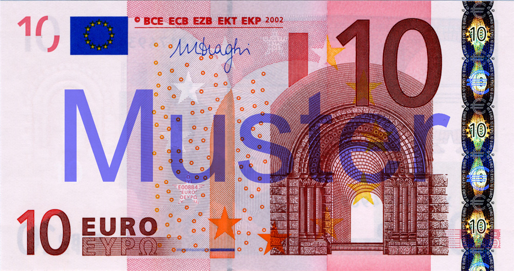 €10 banknote, 1st series - front side ©Bundesbank