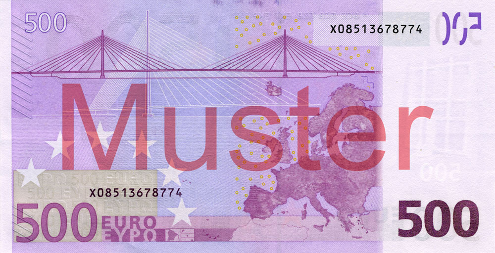 €500 banknote, 1st series - reverse side ©Bundesbank