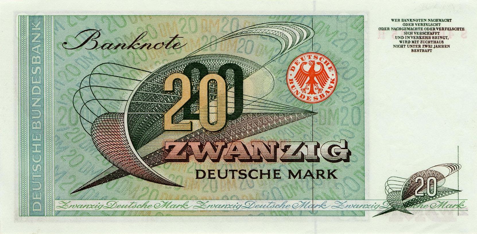 20 Deutsche Mark - Rückseite