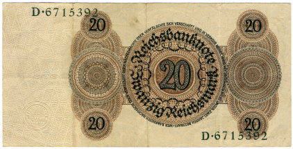 20 Reichsmark - 1924 - Rückseite
