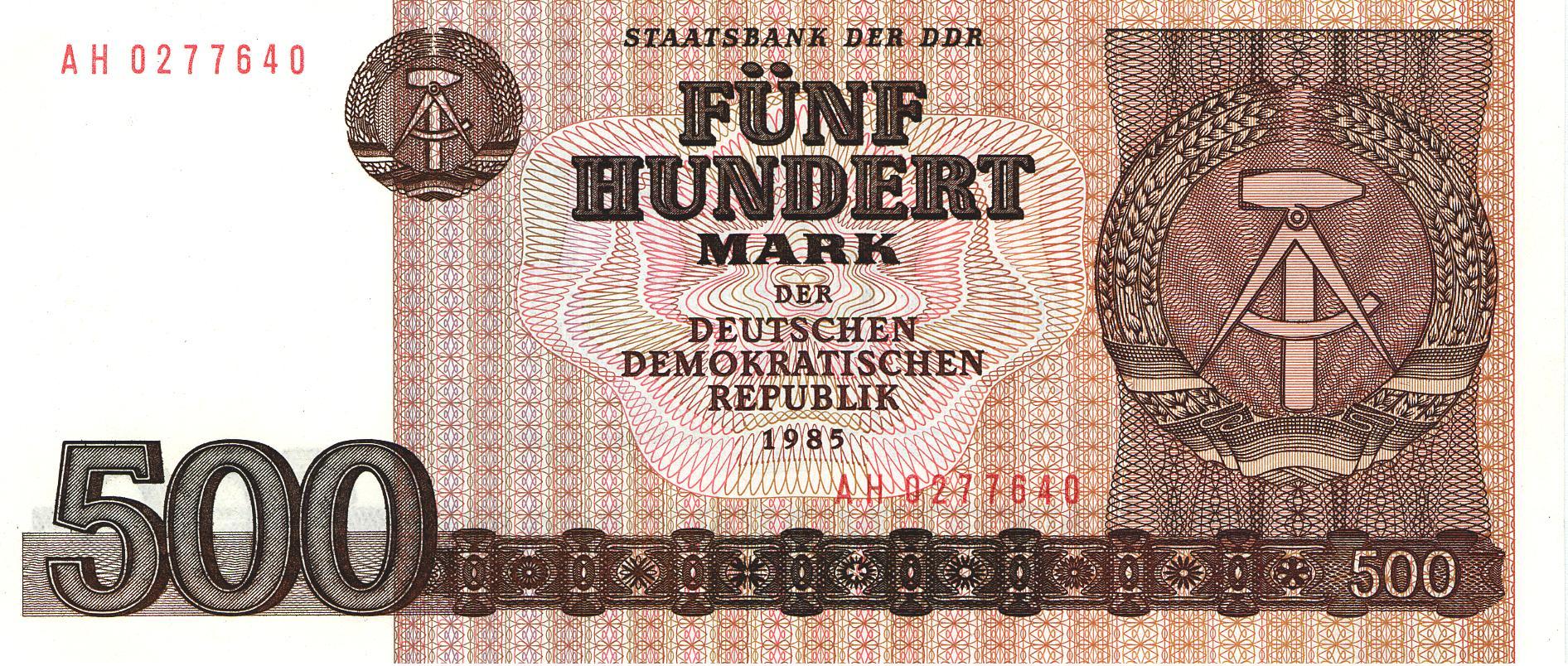 500 Mark - DDR (1985) - Vorderseite
