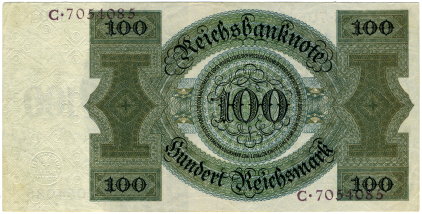100 Reichsmark - 1924 - Rückseite