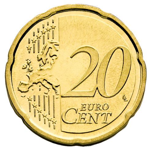 Europäische Vorderseite der 20-Cent-Münze ab 2007