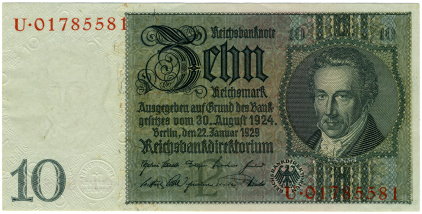 10 Reichsmark - 1929 - Vorderseite