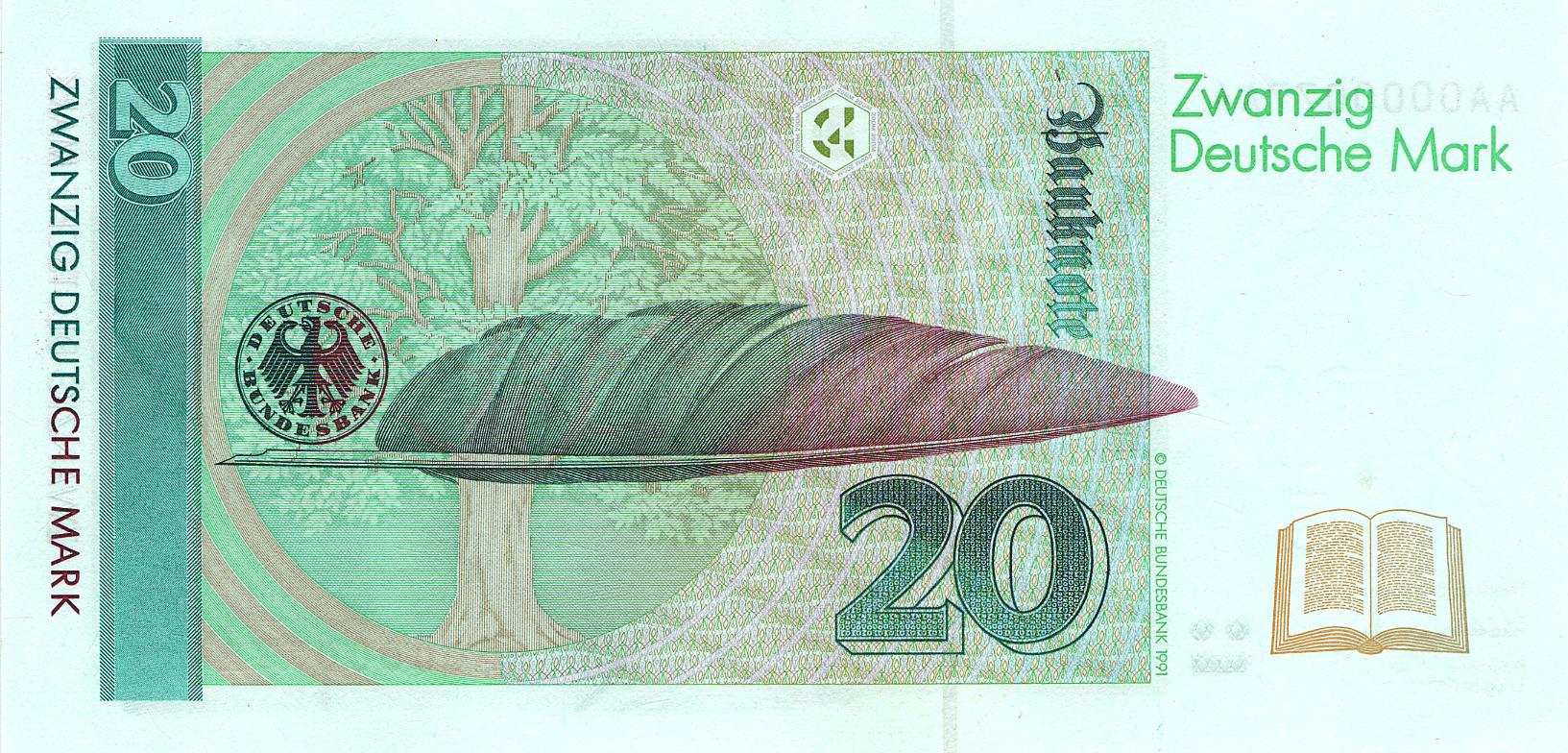 20 Deutsche Mark (1991) - Rückseite