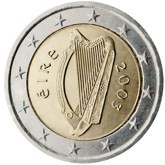 Nationale Rückseite der 2-Euro-Umlaufmünze in Irland