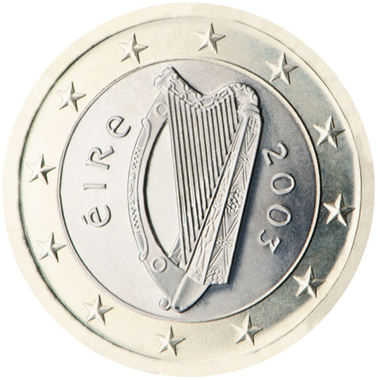 Nationale Rückseite der 1-Euro-Umlaufmünze in Irland