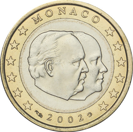 Nationale Rückseite der 1-Euro-Umlaufmünze in Monaco
