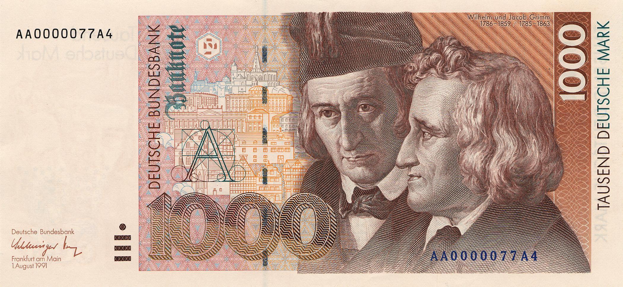 1000 Deutsche Mark (1991) - Vorderseite
