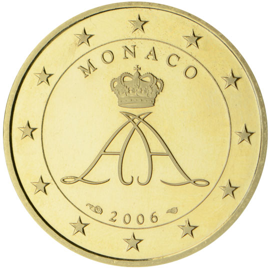 Nationale Rückseite der 50, 20 und 10-Cent-Umlaufmünze in Monaco, 2. Serie