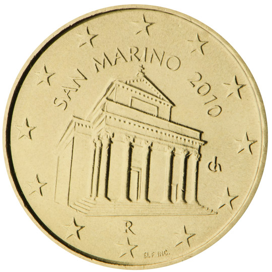 Nationale Rückseite der 10-Cent-Umlaufmünze in San Marino, 1. Serie