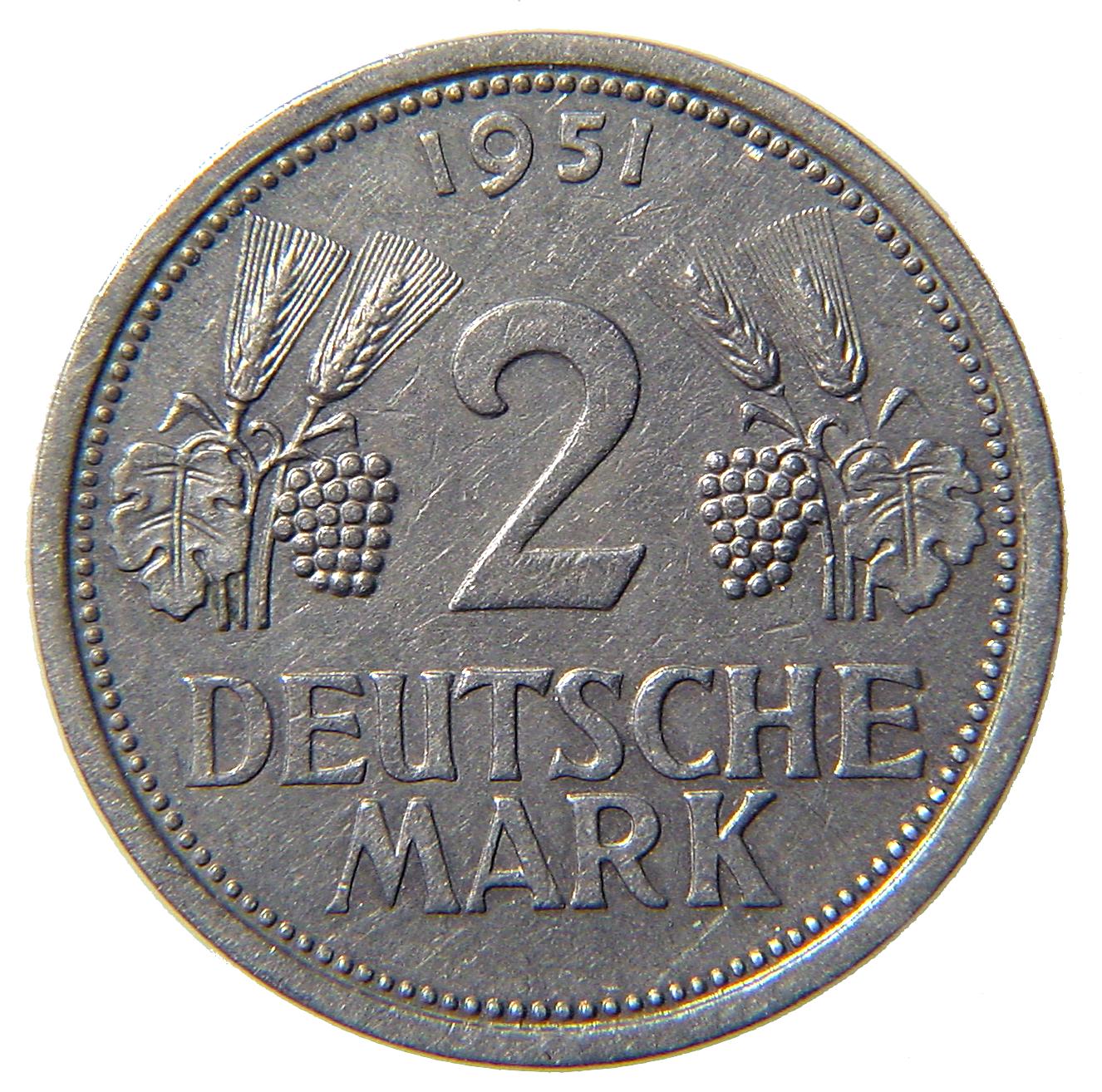 2-DM Münze (1951) Vorderseite