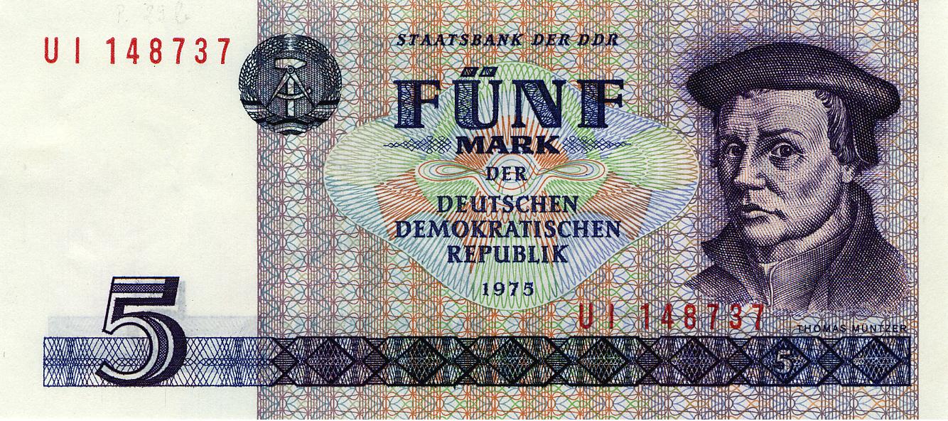 5 Mark - DDR (1975) - obverse