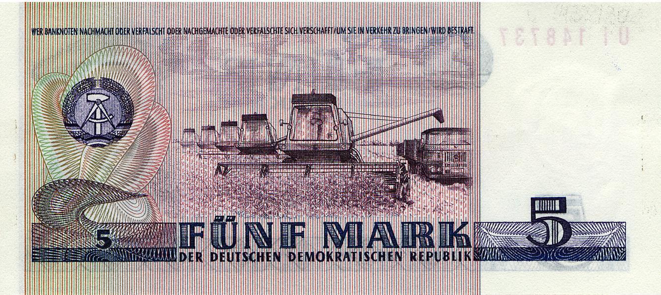 5 Mark - DDR (1975) - reverse