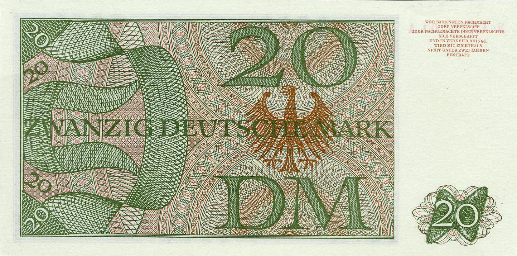 20 Deutsche Mark - reverse
