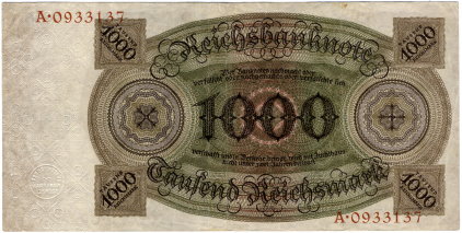 1000 Reichsmark - 1924 - reverse