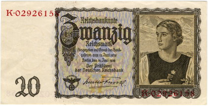 20 Reichsmark - 1939 - obverse
