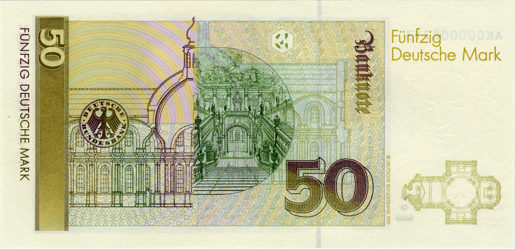 50 Deutsche Mark (1991) - reverse