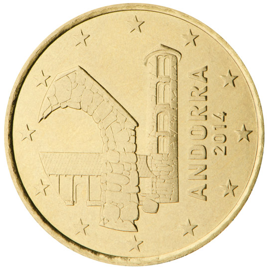National back side of the 50, 20 and 10-cent coin in circulation in Andorra
