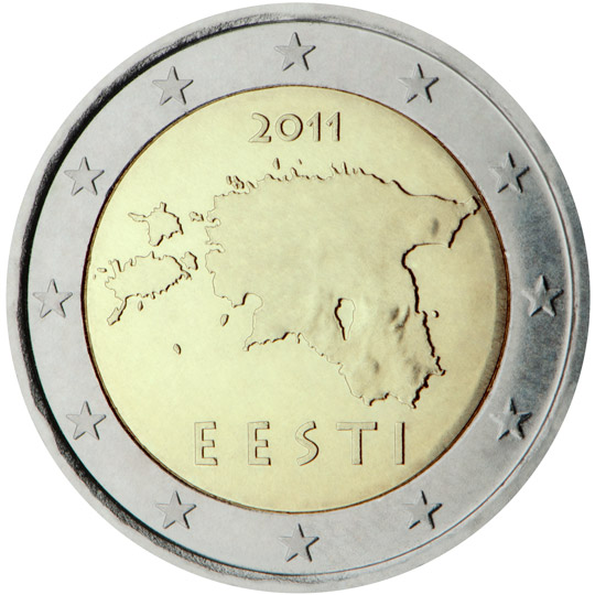 National back side of the 2-euro coin in circulation in Estonia