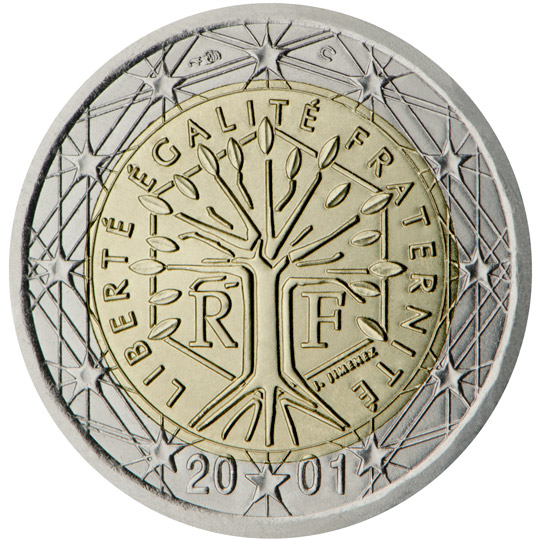 National back side of the 2-euro coin in circulation in France, 1. series