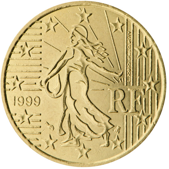 National back side of the 50, 20 and 10-cent coin in circulation in France