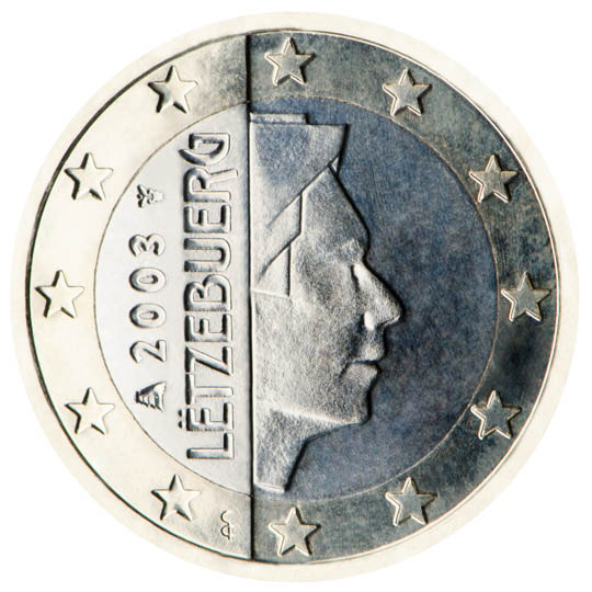 National back side of the 1-euro coin in circulation in Luxembourg