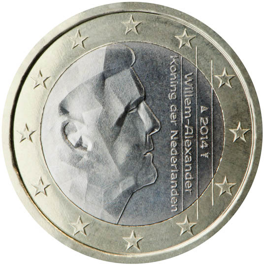 National back side of the 1-euro coin in circulation in the Netherlands, 2. series