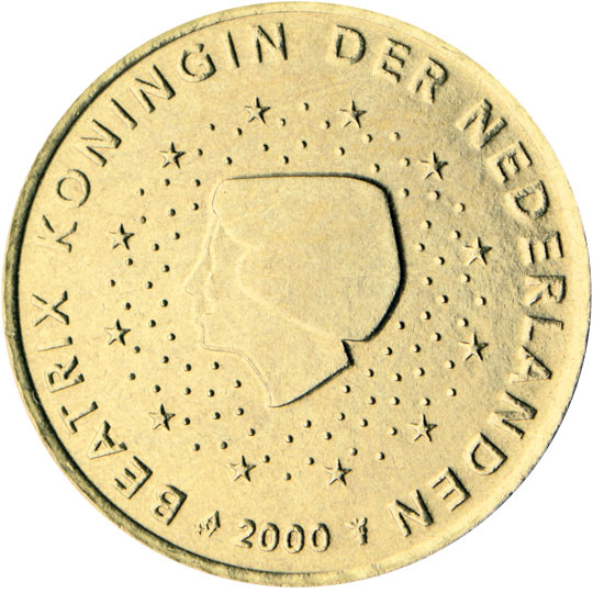 National back side of the 50, 20 and 10-cent coin in circulation in the Netherlands, 1. series