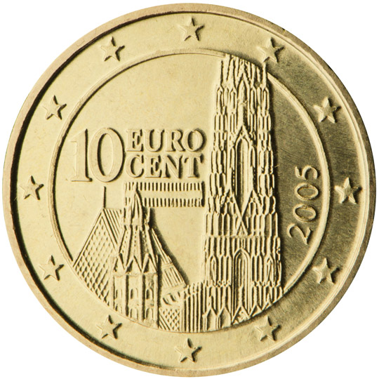 National back side of the 10-cent coin in circulation in Austria