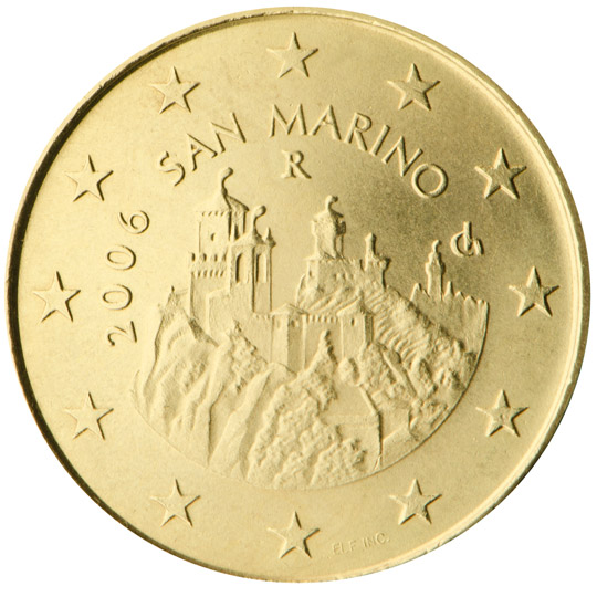 National back side of the 50-cent coin in circulation in San Marino, 1. series