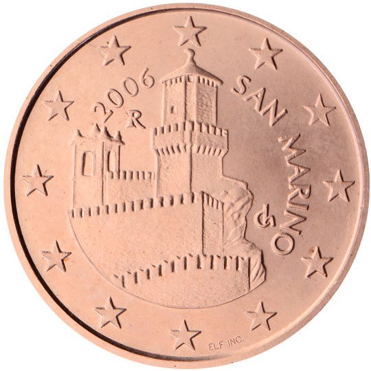 National back side of the 5-cent coin in circulation in San Marino, 1. series