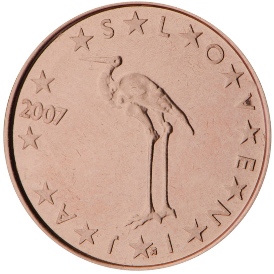 National back side of the 1-cent coin in circulation in Slovenia