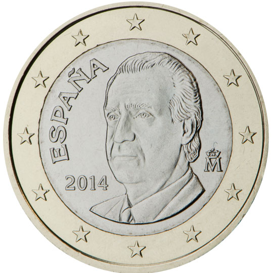 National back side of the 1-euro coin in circulation in Spain, 2. series