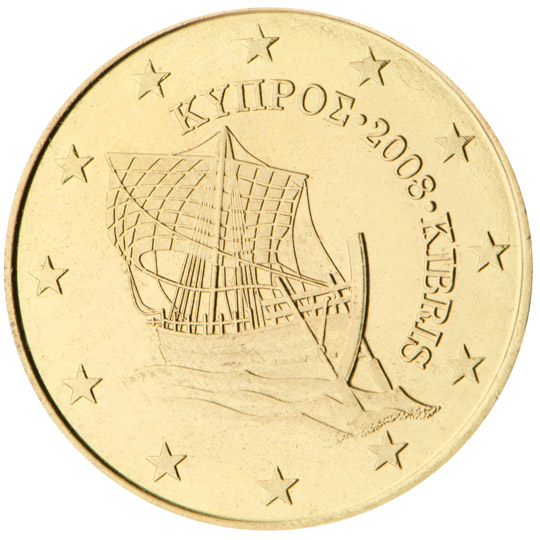 National back side of the 50, 20 and 10-cent coin in circulation in Cyprus