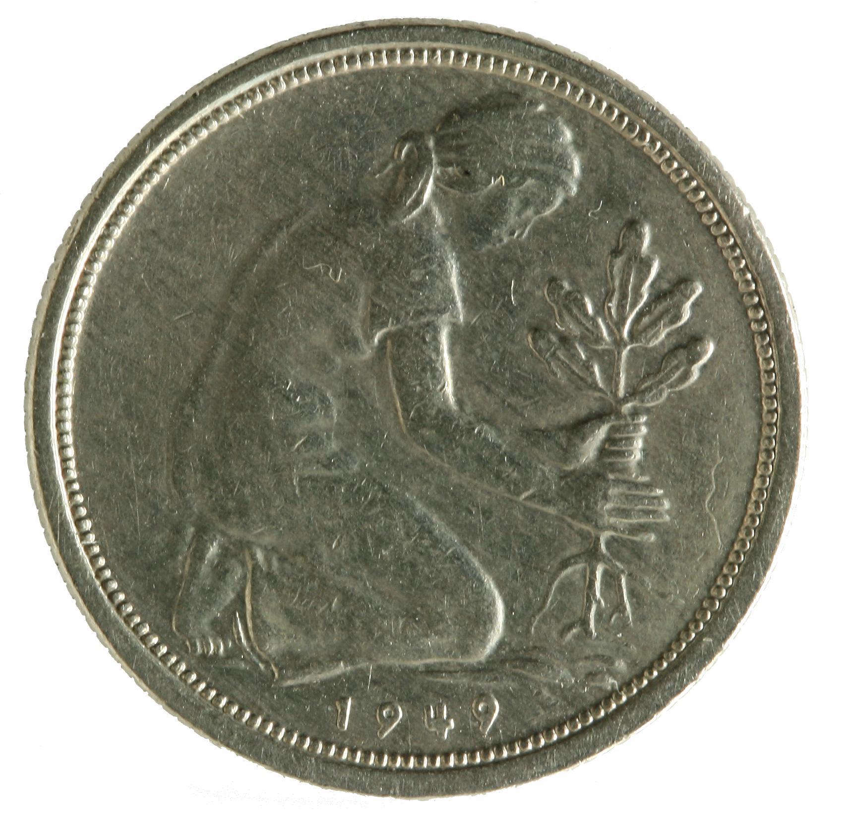 50-Pfennig coin (1949) - reverse