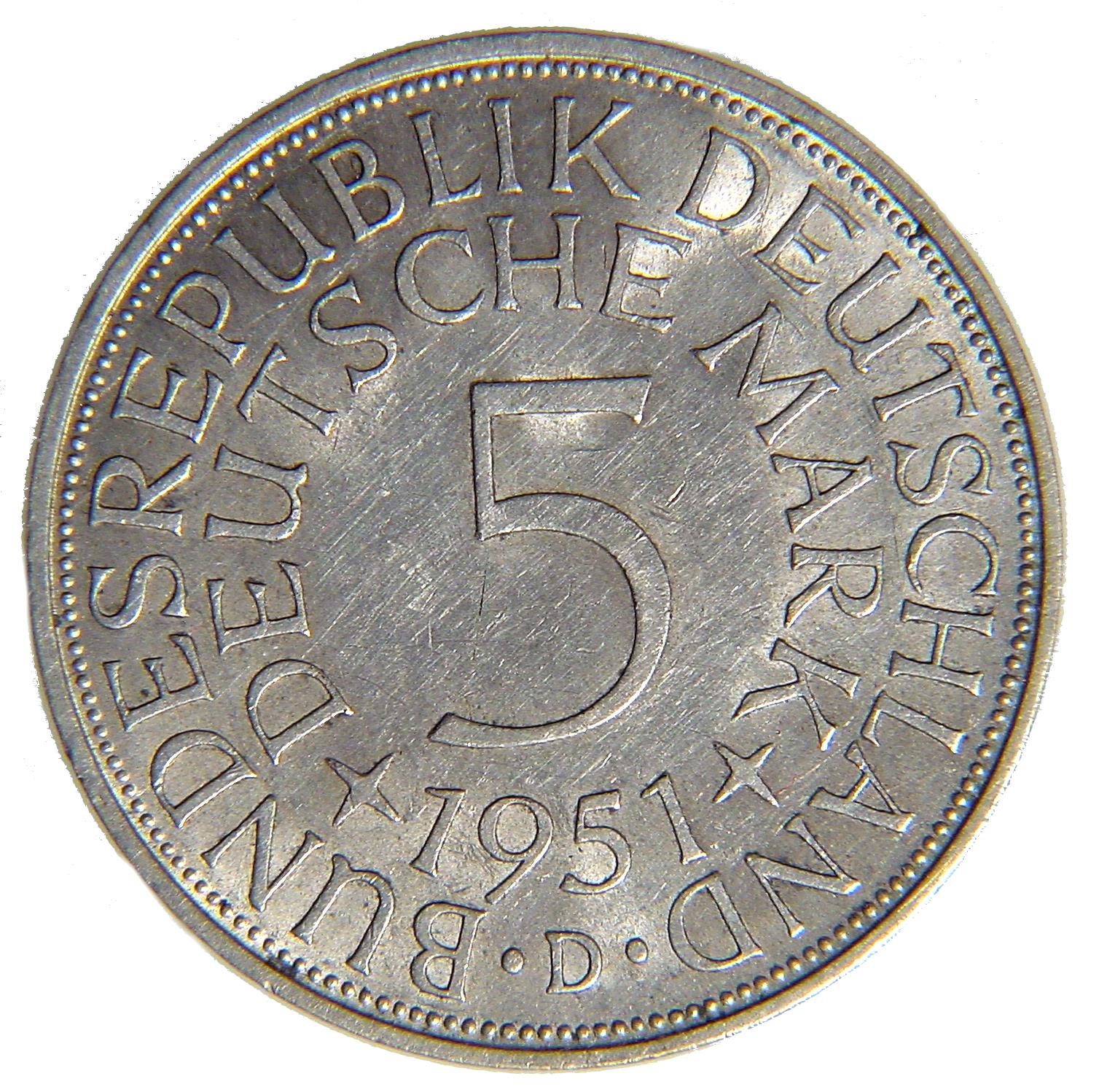 5-DM coin (1951) - obverse