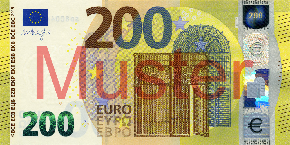 200-Euro-Banknote, Europa-Serie - Vorderseite ©Europäische Zentralbank