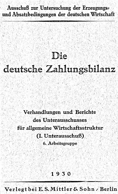 Die deutsche Zahlungsbilanz 1930