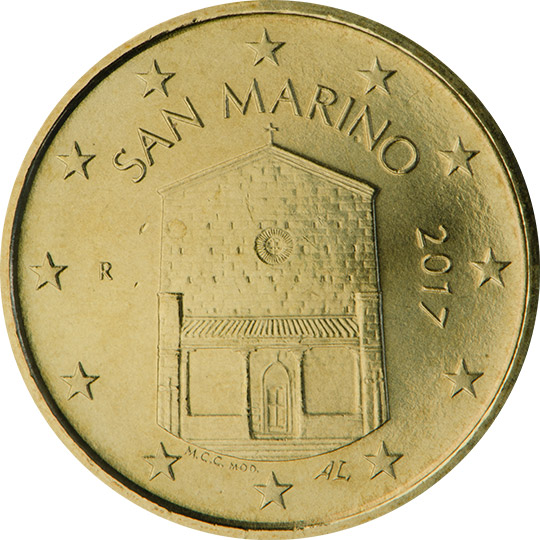 Nationale Rückseite der 10-Cent-Umlaufmünze in San Marino, 2. Serie
