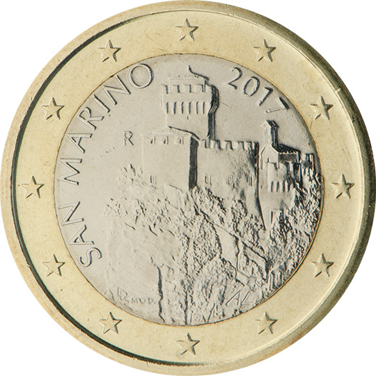 National back side of the 1-euro coin in circulation in San Marino, 2. series